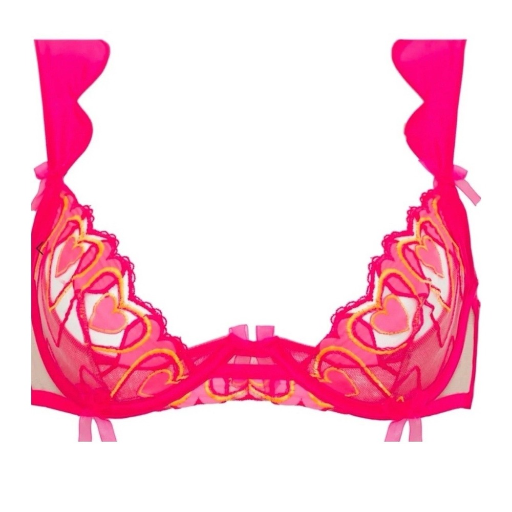 VS For Love & Lemons‎ Graphic Hearts Underwire Unlined Bra Size Large NWT - Picture 12 of 12